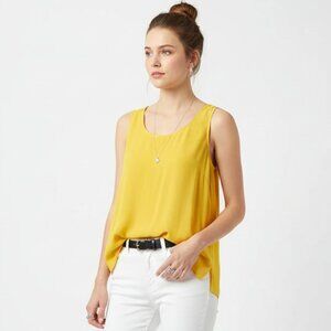 Women's 100% Silk Yellow Sleeveless Basic Shell Tank Top from South Dudley S
